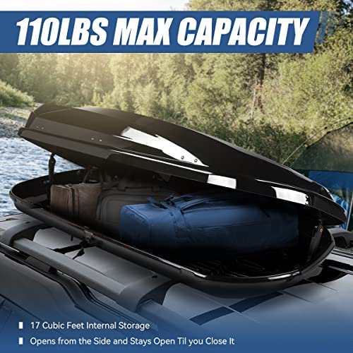 Auto Dynasty Hard Shell Roof Top Car Storage Cargo Carrier, Glossy Black L344