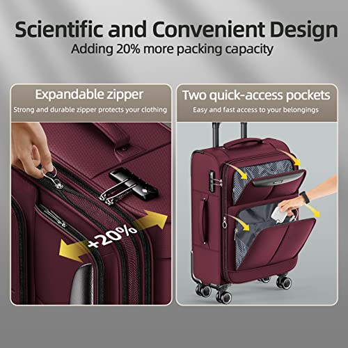 SHOWKOO Luggage Sets 3 Piece Softside Expandable Suitcase with Spinner Wheels TSA Lock K987