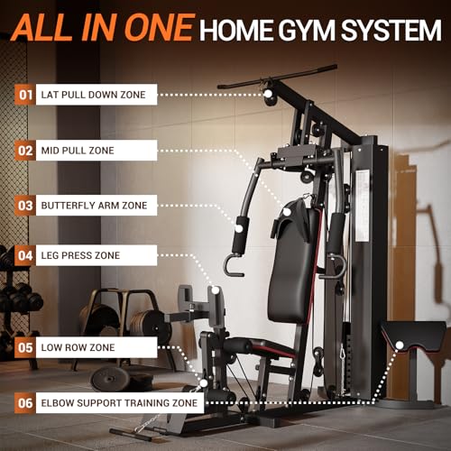 150LBS Home Gym Station with Pulley System for Full Body Strength Training Q31223