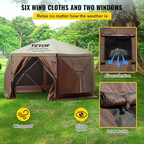 VEVOR Pop Up Gazebo Screen Tent 10x10ft with Mosquito Netting B21209