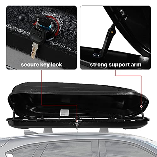 DNA MOTORING Rooftop Cargo Box Lockable Car Top Storage Case 110 Lbs Textured Black P1853