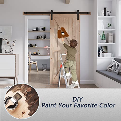 FREDBECK 48in x 80in Sliding Wood Barn Door with 8FT Hardware Kit V8036