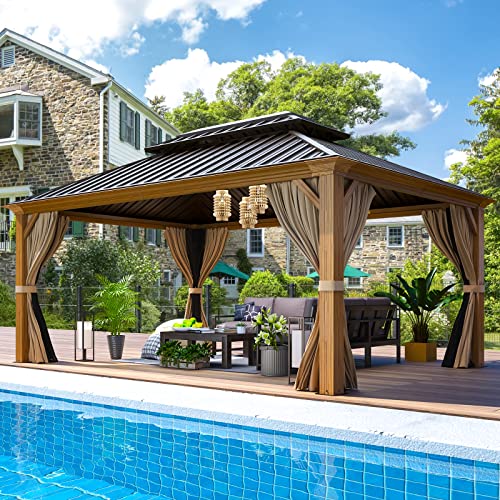 EROMMY 14'x20' Hardtop Gazebo Double Roof Galvanized Steel Outdoor Pavilion G3084