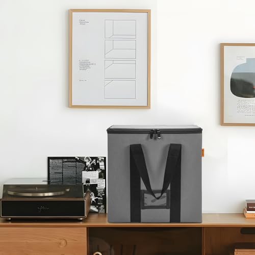 Vinyl Record Storage Box with Lid and Handle for 12 inch LP F282