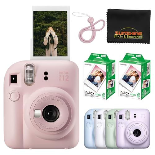 Fujifilm Instax Mini 12 Instant Camera Pastel Blue with 40 Sheets Film Bundle R3418