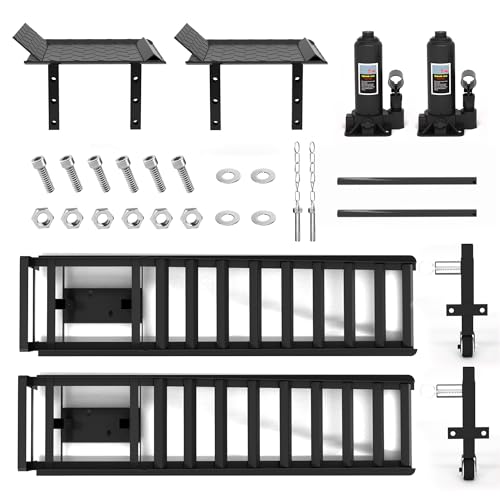 2 Pack Hydraulic Car Ramps 11050LBS High Lift 9"-14.2" Heavy Duty Steel M6524