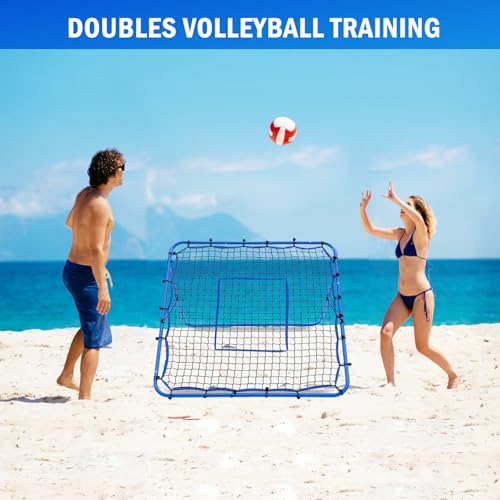 Volleyball Rebounder Net, Adjustable Pitchback Trainer for Backyard F7857