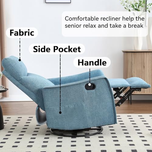Massage Chair Recliner with Heat, Swivel Rocking, High Back Fabric Black V2333