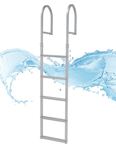 CO-Z 3 Step Removable Dock Ladder for Pontoon Boat, Aluminum Swim Ladder with Nonslip Tread O80708