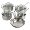 Martha Stewart 10pc Cookware Set, Polished Exterior Stainless Steel Pots and Pans