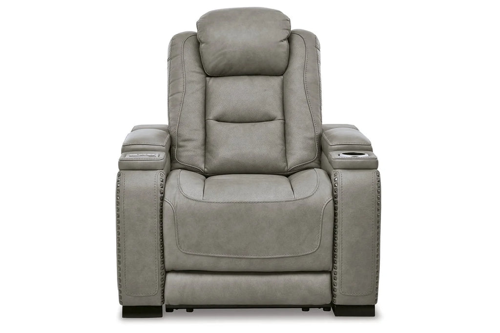 Signature Design by Ashley Man-Den Leather Power Recliner Gray G67279
