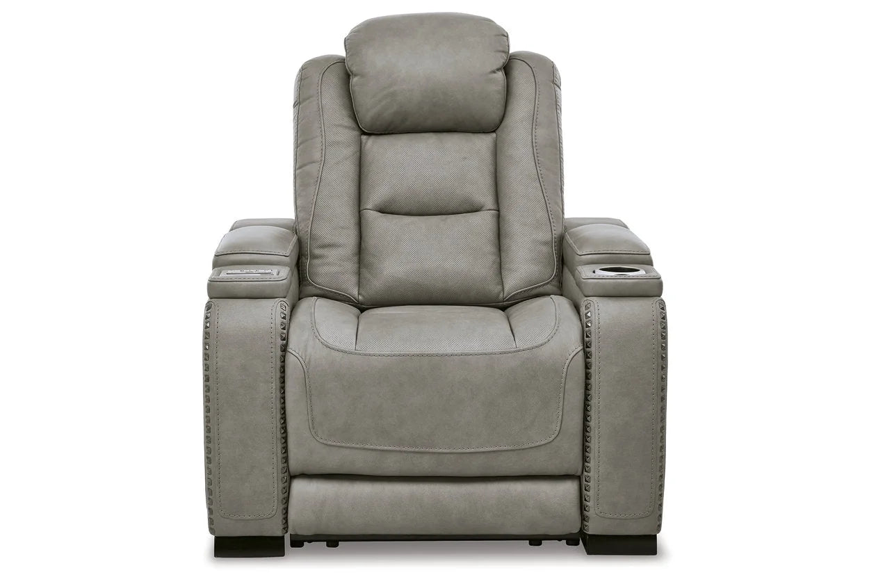 Signature Design by Ashley Man-Den Leather Power Recliner Gray G67279