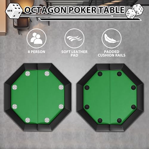 Octagon Poker Table with Metal Legs and 8 Cup Holders Q5999
