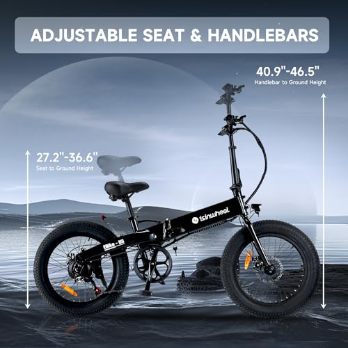 isinwheel U1 Folding Electric Bike, 500W Motor, 20 mph, Black O499