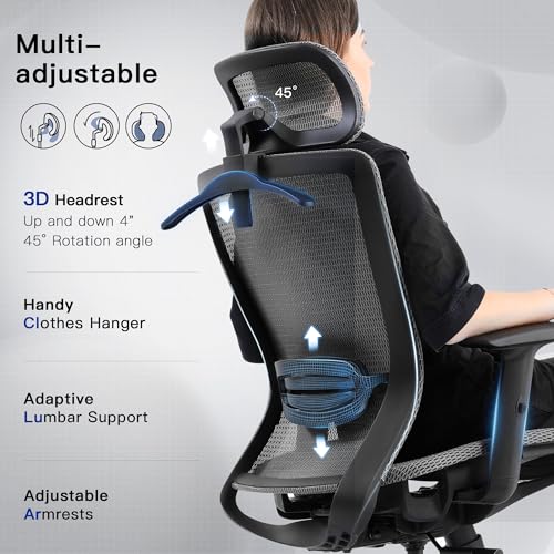 COMHOMA Ergonomic Big and Tall Gaming Chair 350 LBS with Lumbar Support, Black O381