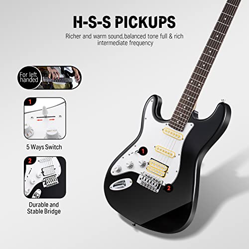 Donner DST-100B 39 Inch Electric Guitar Beginner Kit with Amplifier and Accessories W342