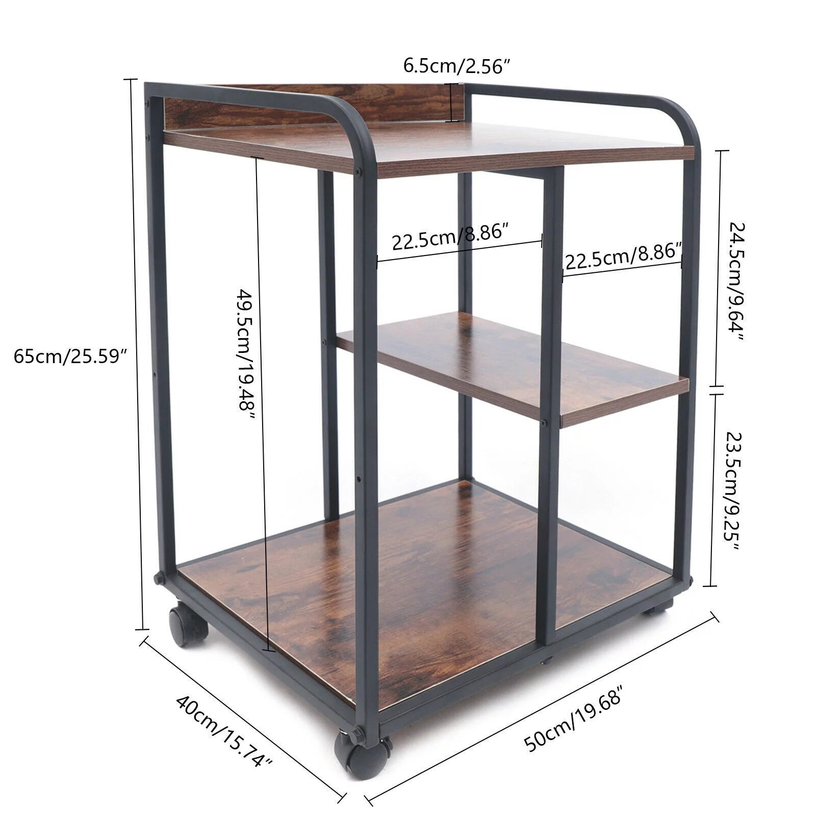 3-Tier Printer Stand with Storage Rolling Cart T6391