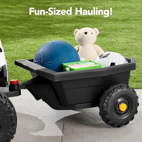 Kids 12V Electric Ride On UTV Car with Trailer, Parent Control, LED Lights, Bluetooth - Black C2735