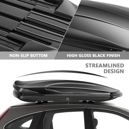 DNA MOTORING Rooftop Cargo Box Lockable Car Top Storage Case 110 Lbs Textured Black P1853