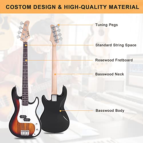 GLARRY Full Size Electric Bass Guitar Beginner Kit 4 String with Amp and Accessories S4156