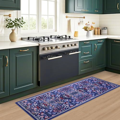8x10 Floral Washable Area Rug for Living Room, Vintage Soft Non-Slip Carpet Z978379