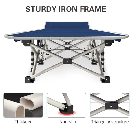 Camping Cot with Thick Pad, Folding Bed, Heavy Duty with Carry Bag I101