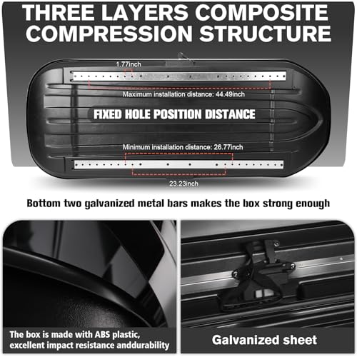Heavy Duty Hard Shell Rooftop Cargo Box, Waterproof, 62"L x 31"W x 15"H, Diamond Black Y830591