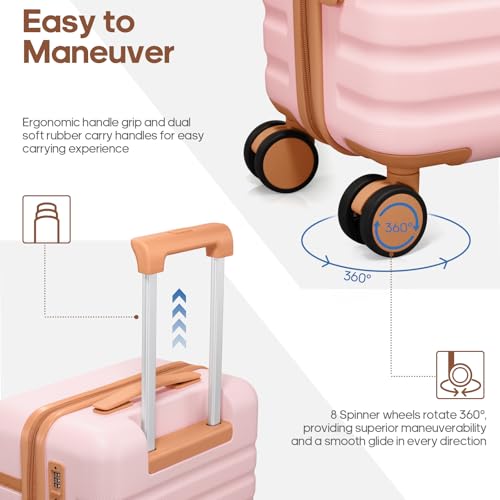 Luggage Sets 3 Piece, Carry On 20 Inch Hardside Suitcase with Spinner Wheels and TSA Lock J67858