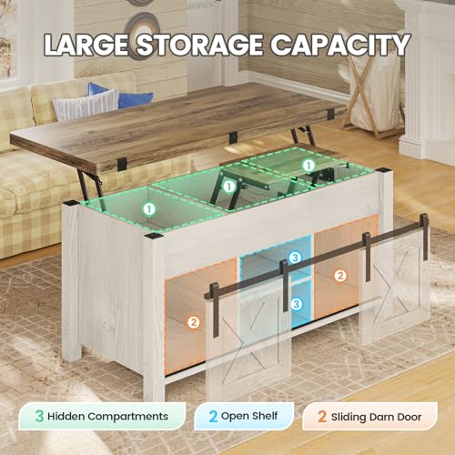 SEDETA Lift Top Coffee Table with Storage, Convertible Dining Table, Grey M719