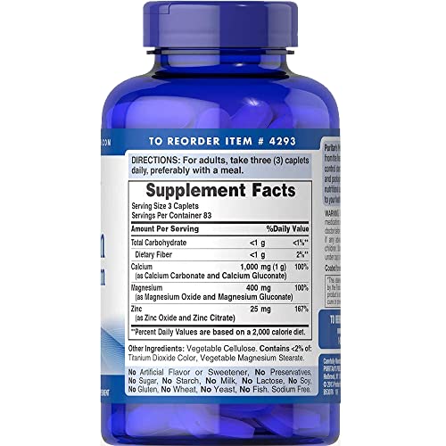 Puritan's Pride Absorbable Calcium 1500 mg with Vitamin D3, 120 Coated Caplets C6084