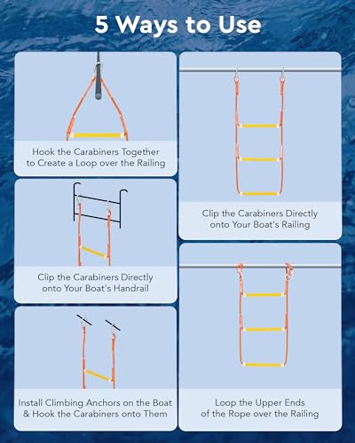 CO-Z 3 Step Removable Dock Ladder for Pontoon Boat, Aluminum Swim Ladder with Nonslip Tread O80708