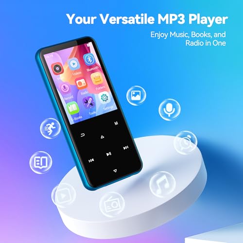 AGPTEK 64GB MP3 Player with Bluetooth, 2.4" Touch Buttons, FM Radio, Purple L983