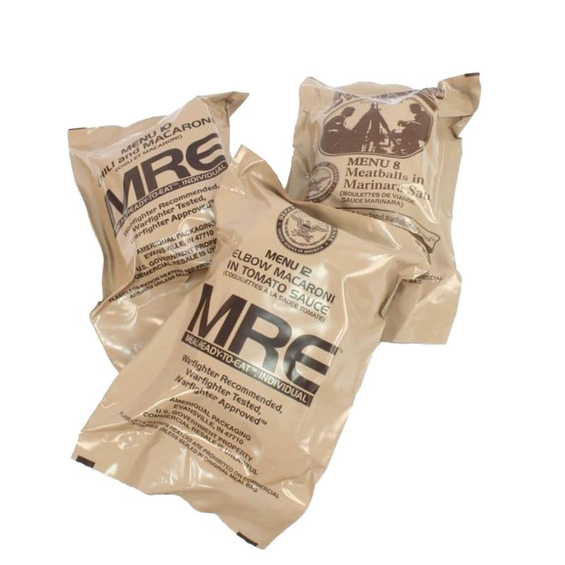 MRE meals military 2024 2025 inspection date 3 pack 1250 cals camping hiking survival N894