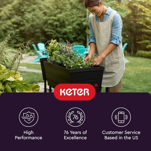 Keter Urban Bloomer 12.7 Gallon Raised Garden Bed Planter, Dark Grey A865