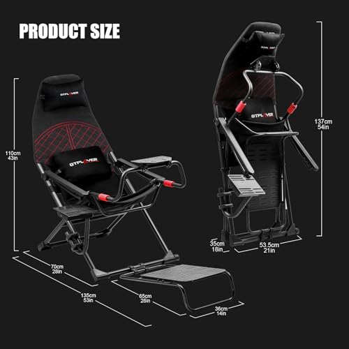 GTPLAYER Sim Racing Cockpit Foldable Adjustable for PC I544