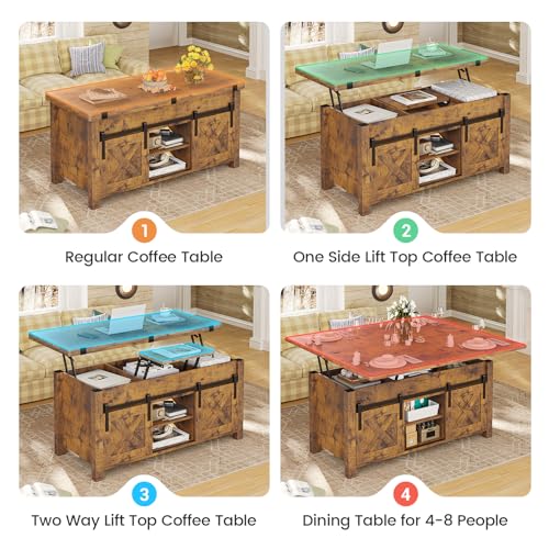 SEDETA Lift Top Coffee Table with Storage, Convertible Dining Table, Grey M719