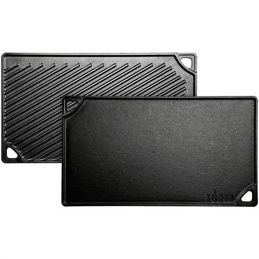 Lodge Cast Iron Seasoned Double Play Reversible Grill/Griddle, Black
