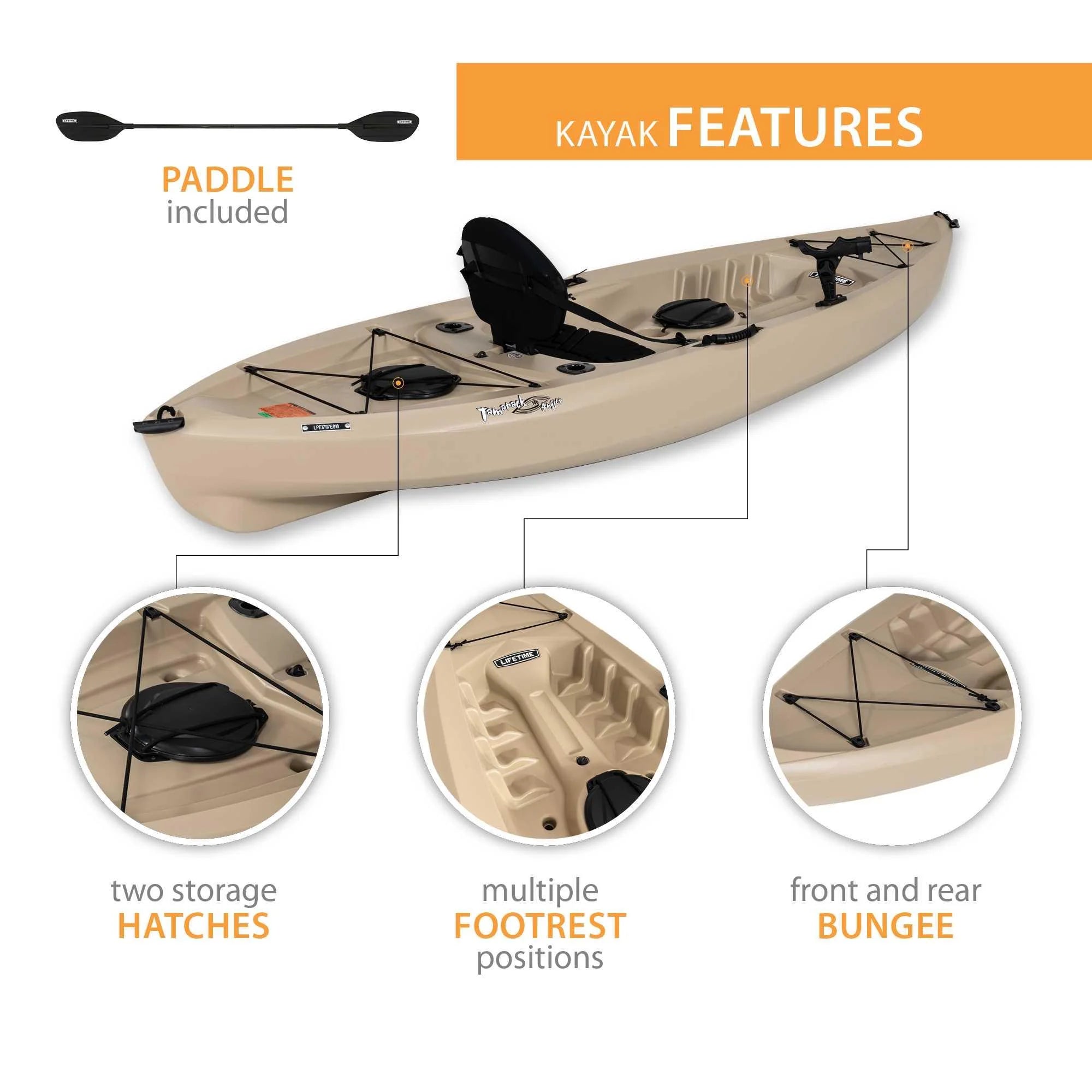 Lifetime Tamarack Angler 100 Fishing Kayak 2-Pack with Paddles, Tan Z2448
