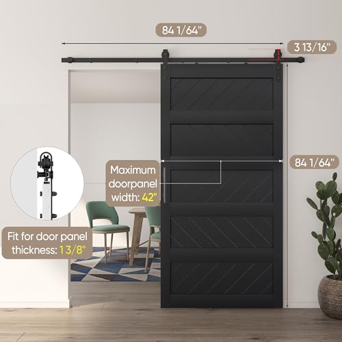 JUBEST 36" x 84" Sliding Barn Door Kit with Hardware, Black R91690