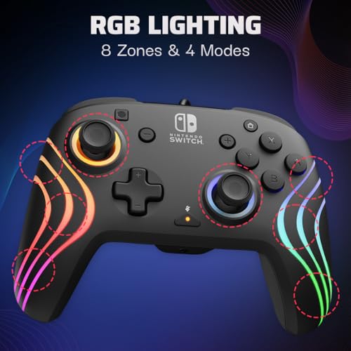 PDP Afterglow Wave Wireless RGB Gaming Controller for Nintendo Switch, Black I1528