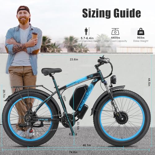 Electric Bike for Adult 4000W Peak Dual Motor 48V 23Ah 26 Inch Fat Tire Mountain Ebike F636