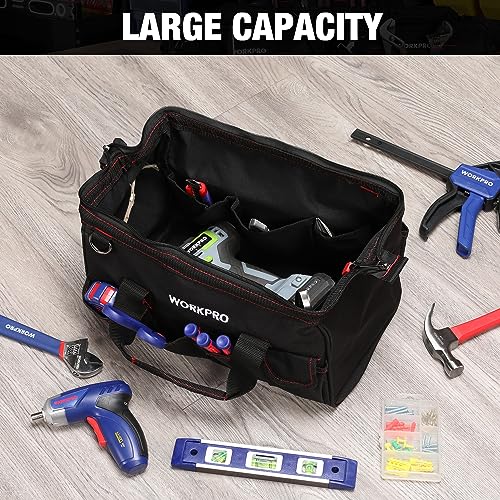 WORKPRO 16-inch Wide Mouth Tool Storage Bag with Waterproof Rubber Base L2617