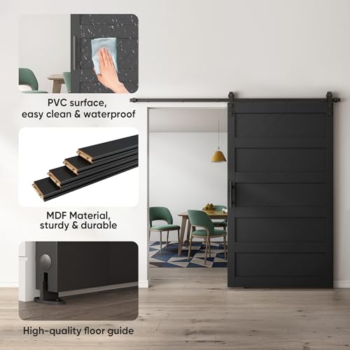 JUBEST 36" x 84" Sliding Barn Door Kit with Hardware, Black R91690
