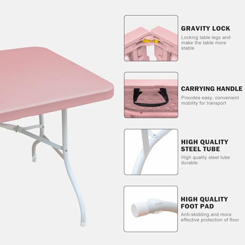 Portable Plastic Folding Table 4ft Heavy Duty Indoor Outdoor Y145657