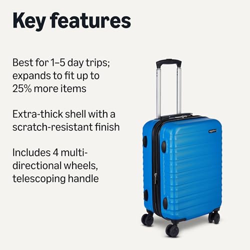 Amazon Basics 21" Hardside Carry-On Luggage with Wheels, Expandable, Black L489