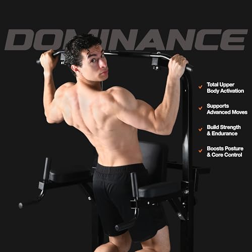 Power Tower Pull Up Bar Dip Station for Home Gym, 440LBS Capacity N2352