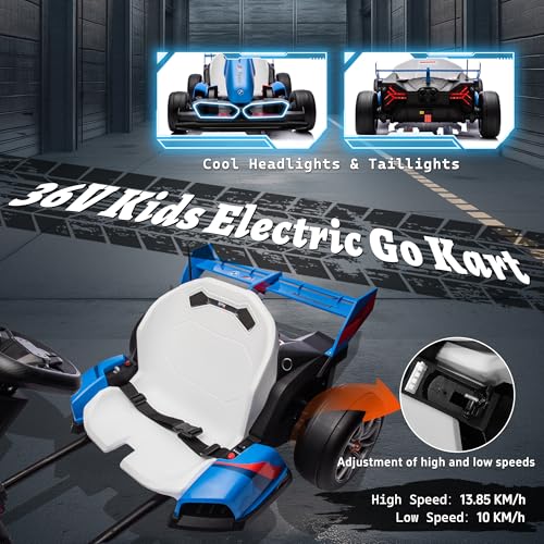 FORESEE 36V BMW Licensed Kids Electric Go Kart, Battery Powered Ride On Toy with Adjustable Seat, Black F2952