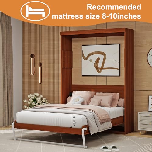 Murphy Bed Full - Space Saving, Convertible Hidden Bed, Brown C7991