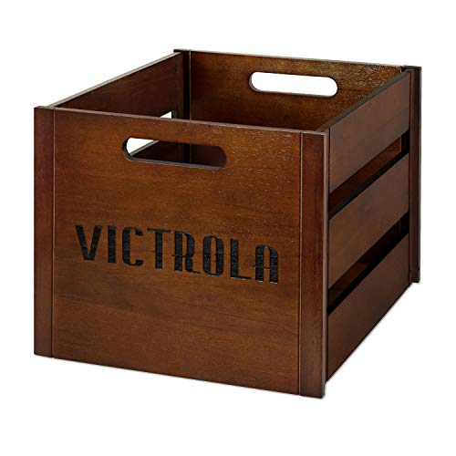 Victrola Wooden Record Crate Tabletop Vinyl Album Holder, Espresso P572466