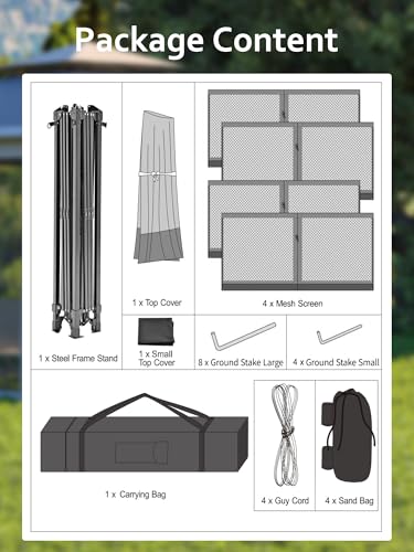 Pop Up Gazebo Tent with Mosquito Netting, Water & UV Resistant - Khaki J83860